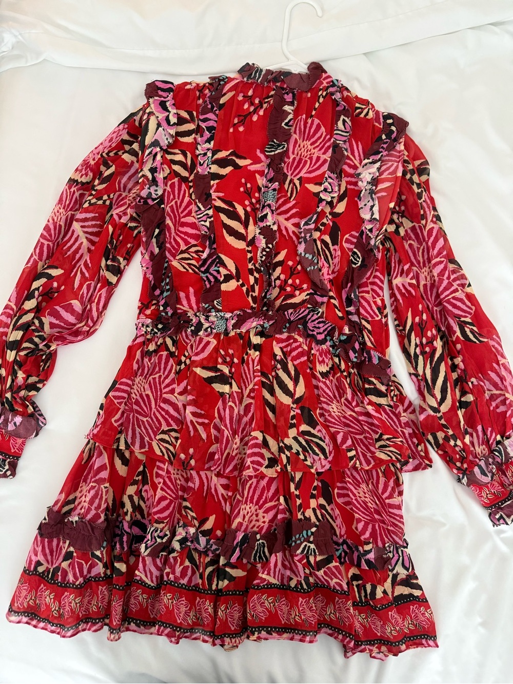 FARM Rio Pink & Orange Floral Ruffle Mini Dress - Picture 5 of 8